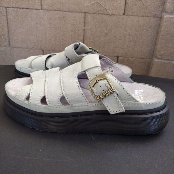 NEW Dr Martens Maxxy Slide Sandals Sage Green Soft Leather Men Sz 12 Women Sz 13 main image 5